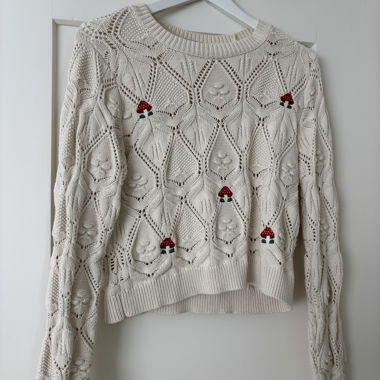 Mushroom Motif Knit Sweater