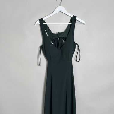 Bellice Dark Green Tie-Front Maxi Dress