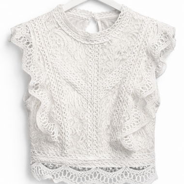 Camicia in pizzo bianco senza maniche