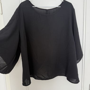 Black Blouse with Tie Ribbon