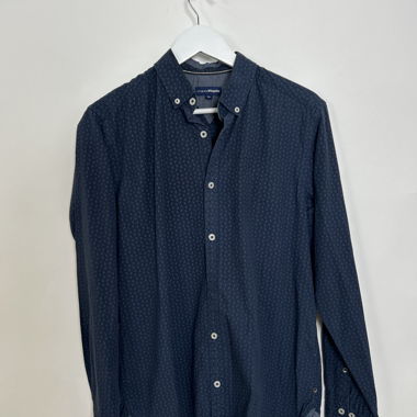Blau Navy gemusterte Hemd
