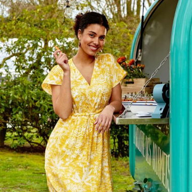 Robe Promod jaune motif