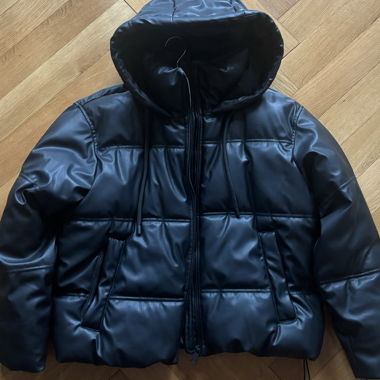 Faux leather puffer jacket