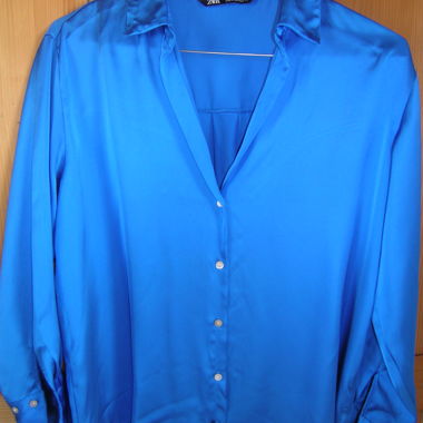 Zara Blue Satin Blouse