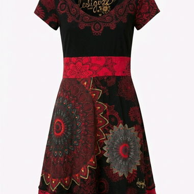Abito Desigual nero e rosso