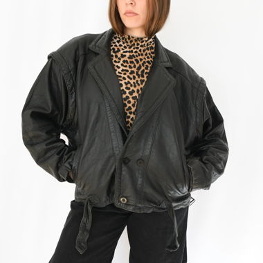 Giacca bomber in pelle vintage oversize