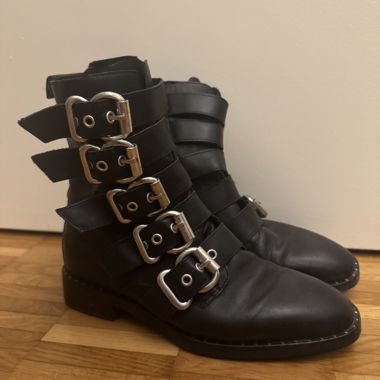 Bottes en cuir véritable Boots Stiefel schwarz 