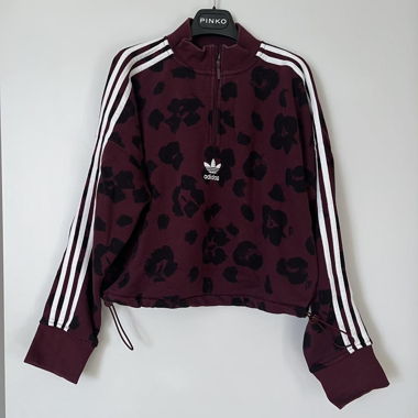 Adidas burgundy leopard print quarter-zip