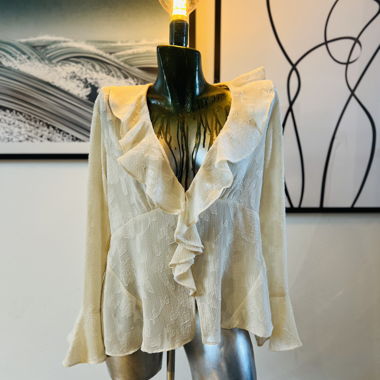 Zara blouse, size M, cream-coloured, ruffles/volants