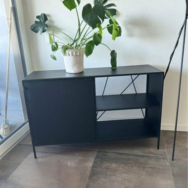 Commode avec 1 porte, noir mat 