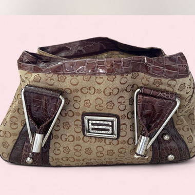Borsa a mano marrone con motivo