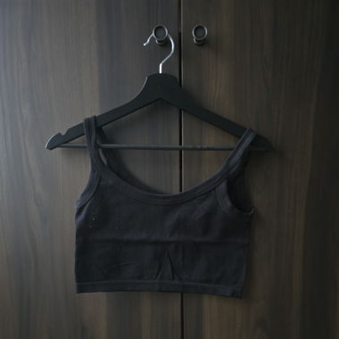 Stradivarius Black Ribbed Crop Top