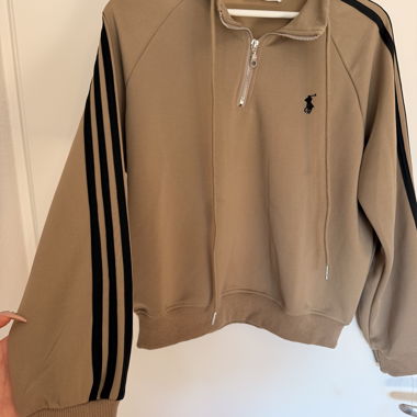 Sweat zippé beige