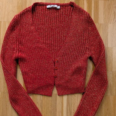 Cardigan con glitter rosso