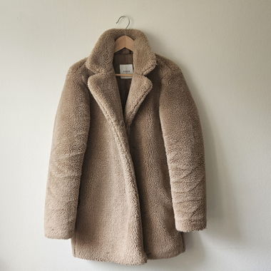 Manteau teddy en fausse fourrure beige