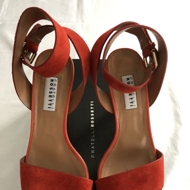 sandales à talons, Fratelli Rossetti, cuir  corail