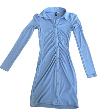 Blue shirt dress with long sleeves