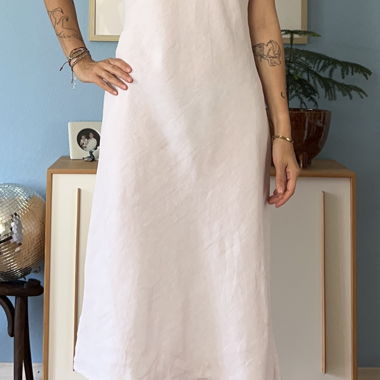 Abito midi vintage lilla-violetto chiaro in lino