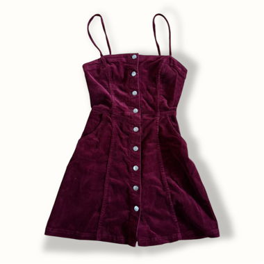 Abito camicia bordeaux in velluto a coste