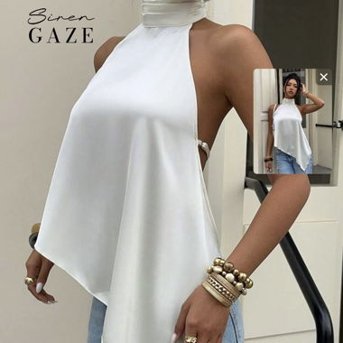 White Halter Top Blouse