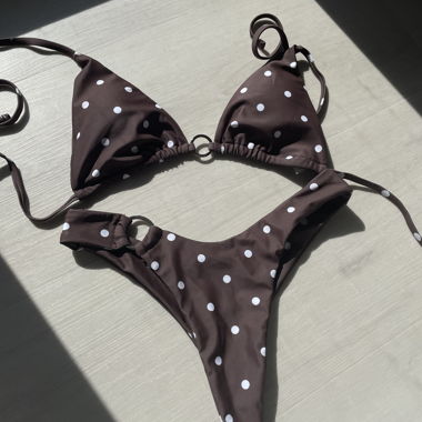 Bikini mit Punkten braun/weiß