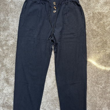 Damen-Leinenhose schwarz M