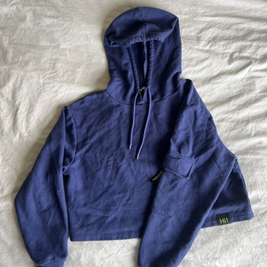 Hoodie bleu crop top