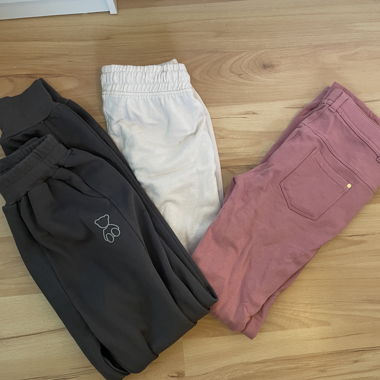 Set da 3 pantaloni bambini in rosa, bianco & grigio 12 anni