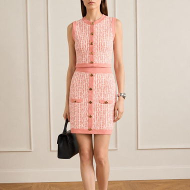 Luxus-2-teiliger Strickset in Pink