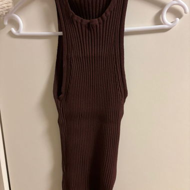 MANGO M: Brown ribbed sleeveless top