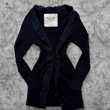 cardigan vintage nero Abercrombie & Fitch con volant