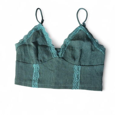 Green lace cami crop top