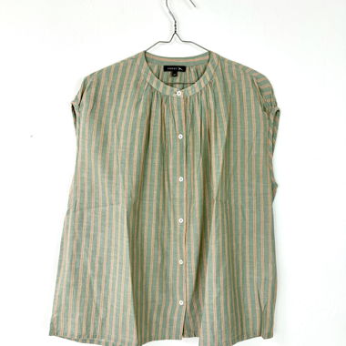 Blusa smanicata a righe in cotone BW_soeur