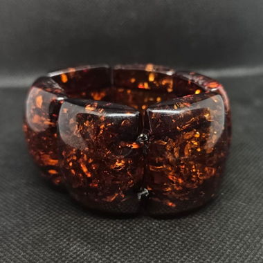 Bracelet vintage en ambre pressé – élastique