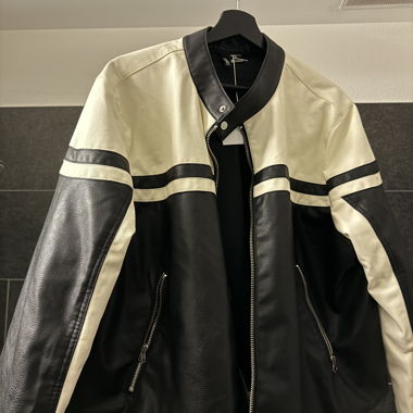 Black and white biker jacket