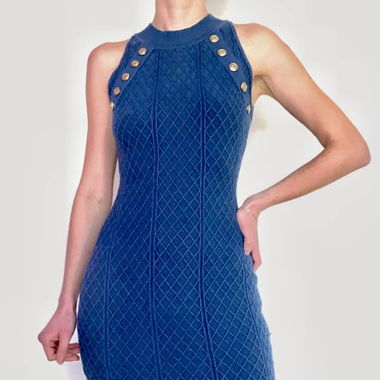 Robe d’hiver moulante bleue - T. Unique