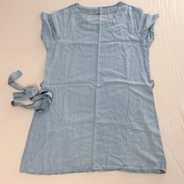 Light-blue women’s dress made of light denim fabric