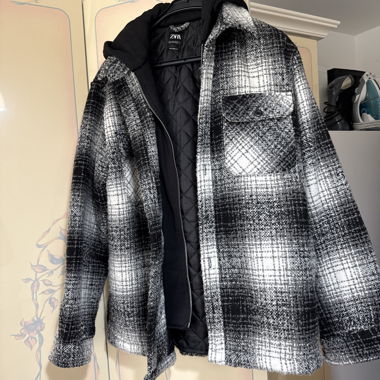 Zara karierte Jacke mit Kapuze