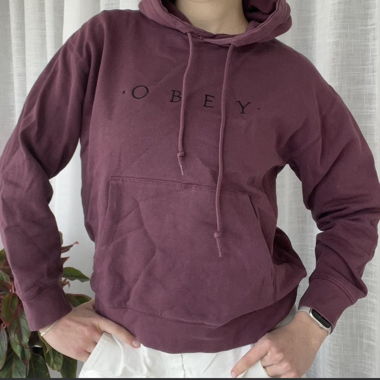 Obey sweat à capuche bordeaux avec logo