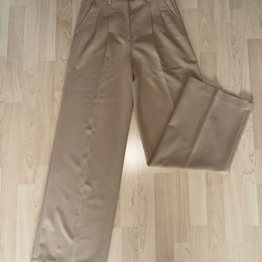 Beige wide-leg trousers