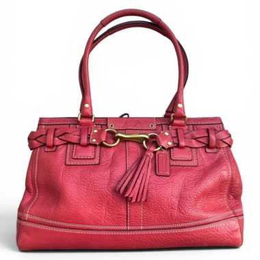 Borsa a mano in pelle rossa Coach