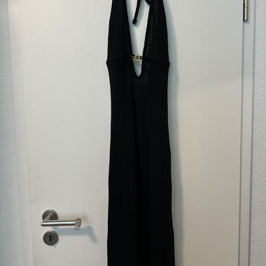 Black halter maxi dress