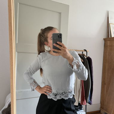 Zara Grey Long-Sleeve Top with Lace