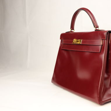 Vintage Hermès Kelly 32 Box Calf -Bordeaux (1989)