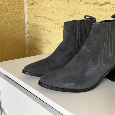 Bottines 39 - gris foncé - cuir suédé - NEUF O