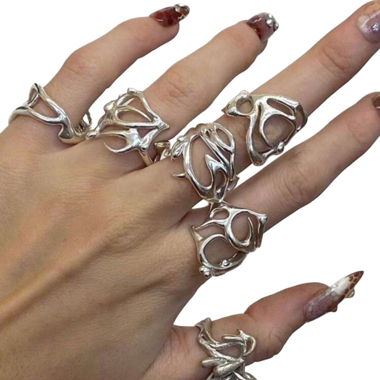 bague statement goth y2k argent