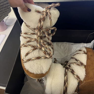 moonboots in shearling taglia 35/36 bianco/marrone