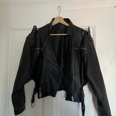 Black Vintage Leather Biker Jacket