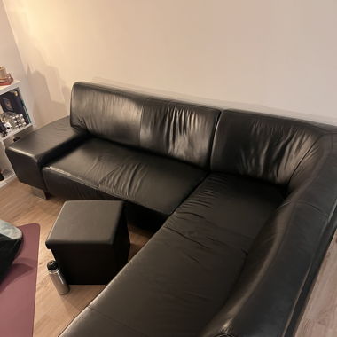 Ledersofa schwarz 