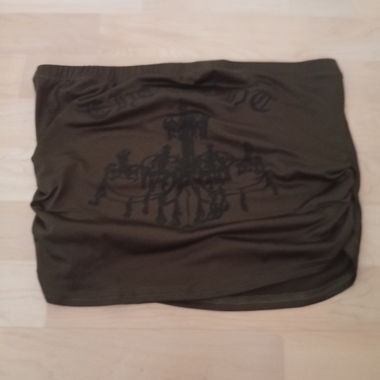 Dark green tube top with gothic print